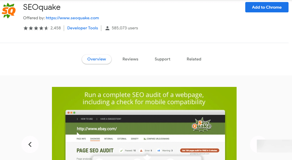 SEOquake Chrome Extension